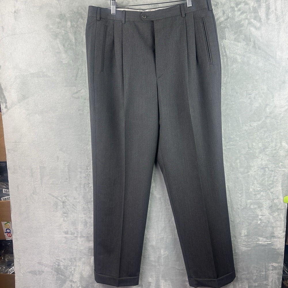 Zanella Duncan Wool Dress Pants 36 Gray Pleated Made In Italy Mens